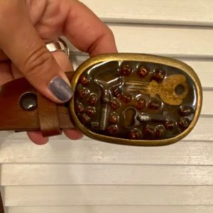Vintage Skeleton Keys Belt Buckle and Leather Belt